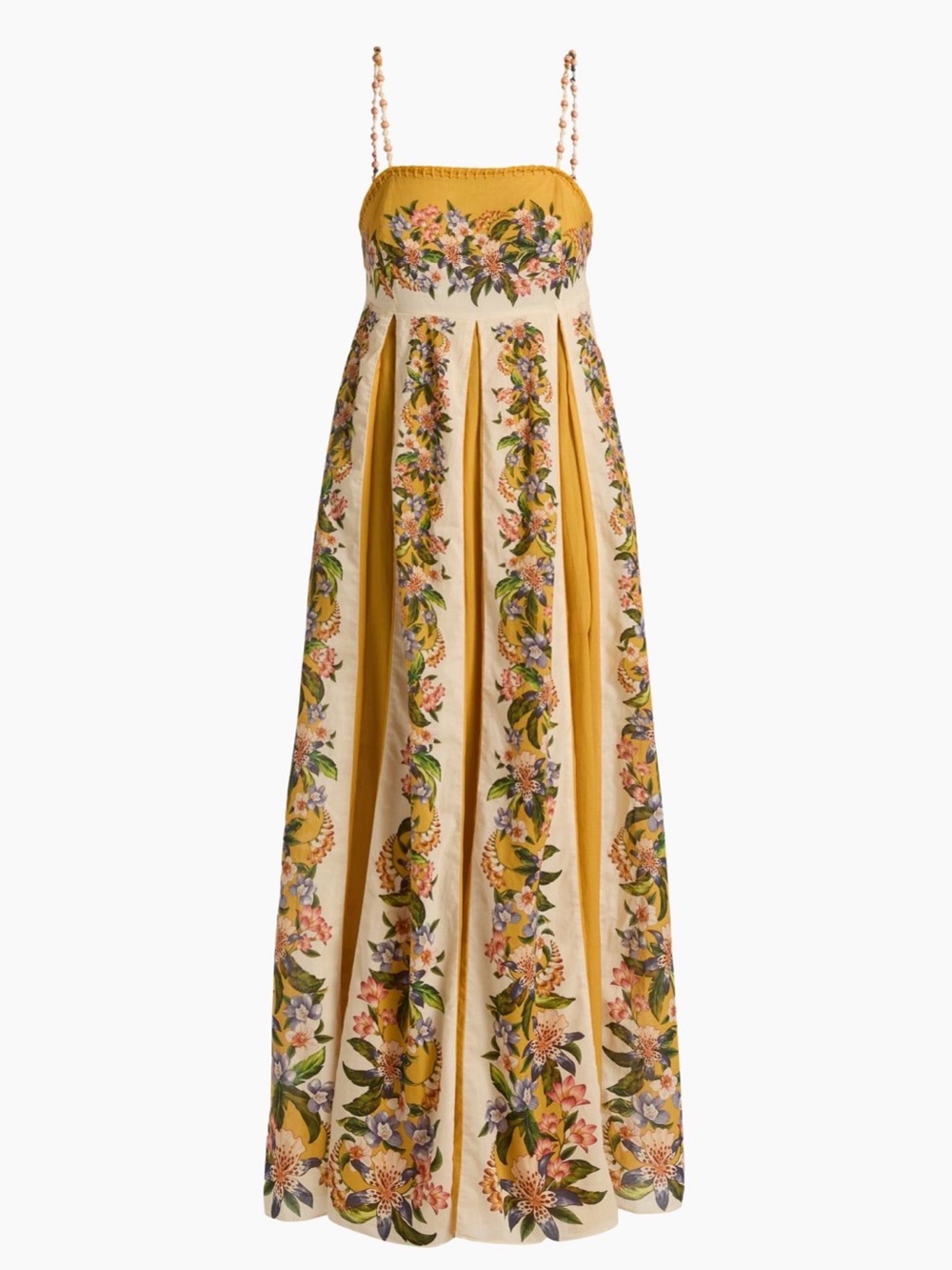 FARM Rio Yellow and Cream Floral Panel Sand Hilo Maxi Dress NWT XS